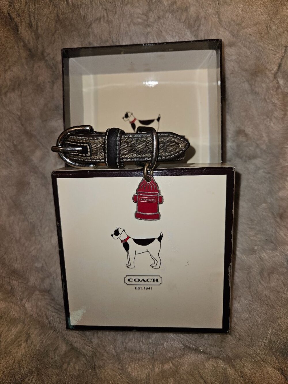 COACH BROWN LEATHER BROWN JACQUARD SIGNATURE C DOG PET COLLAR 60178 XS